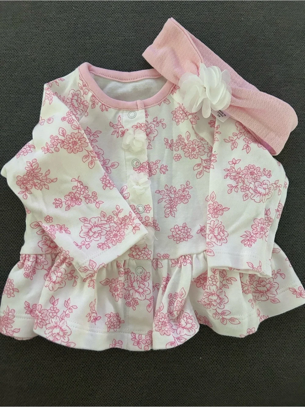 Carter's White & Pink Floral Baby Pants
